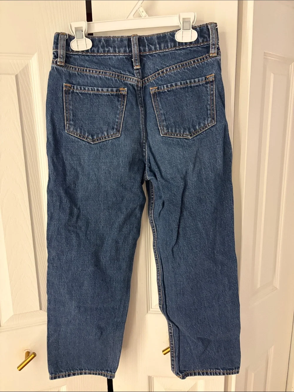 Old Navy Girls Dark Blue Straight Jeans with Distressed Knee
